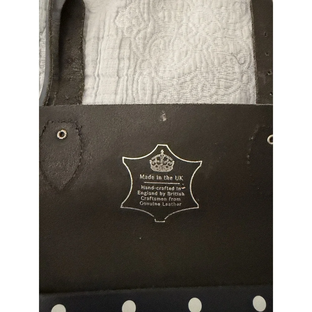 Leather Satchel Company Navy White Polka Dot 11